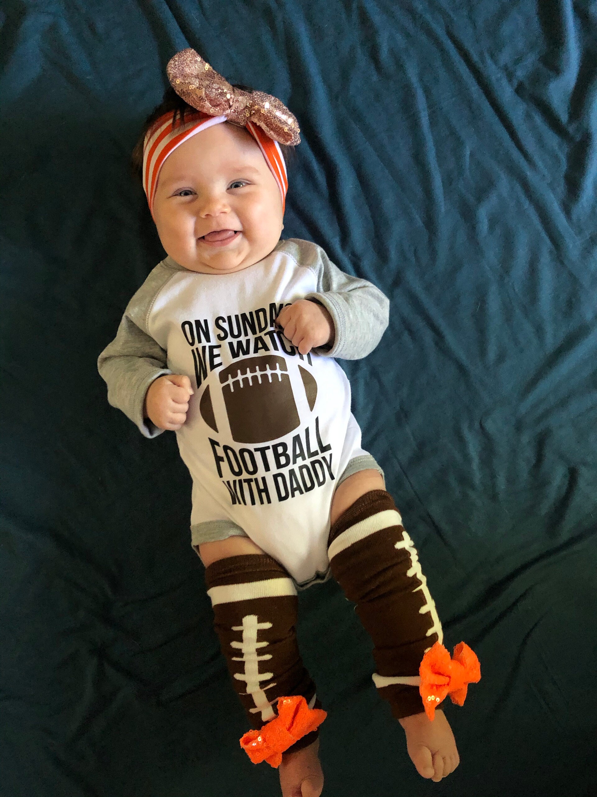 Baby Football Leg Warmers, Sequin Bow Football Leg Warmers for Baby and Toddler, Football Accessories for Kids
