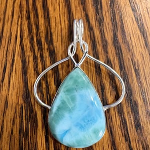 Pendentif coeur larimar & argent 925, choix, photos contractuelles