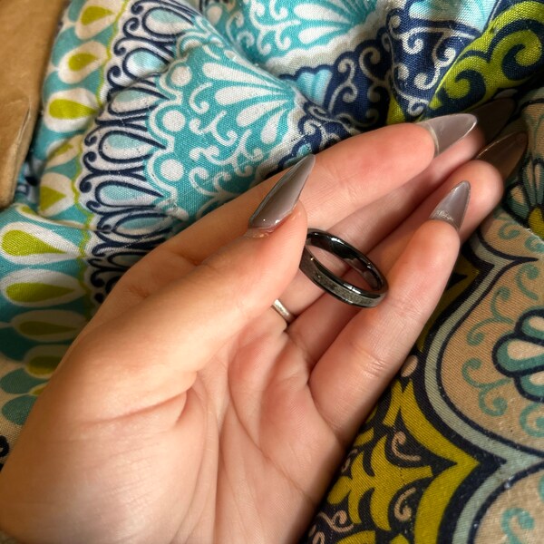 Your Sand Inlay Black Ceramic Ring - Use Your Own Sand! Men 8mm Women ...