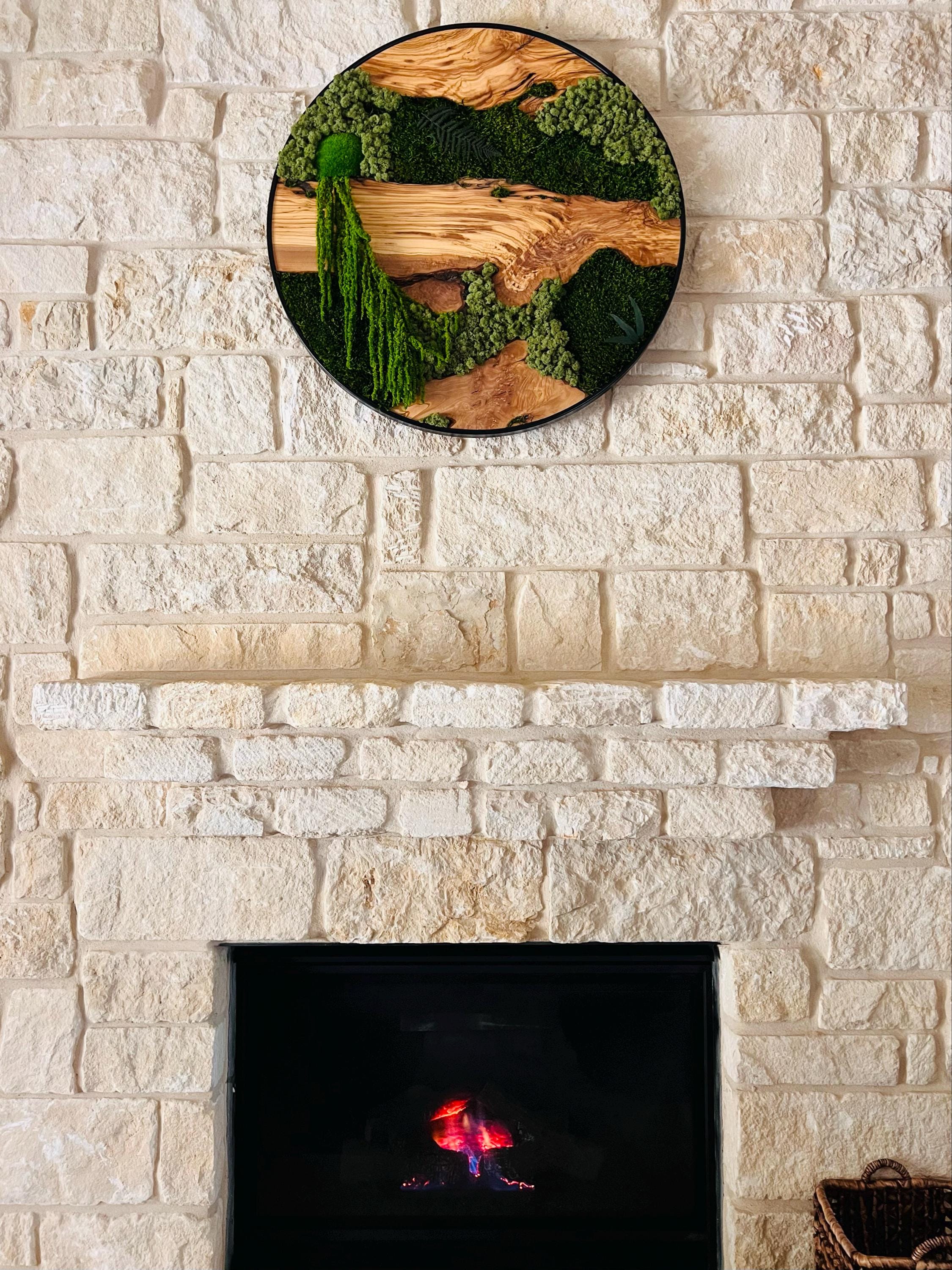 Custom Made Moss and Olive Wood Wall Art, Metal Frame Moss Wall Decor, Olive Wood and Moss Wall Art- Preserved Stabilized Moss Wall Decor