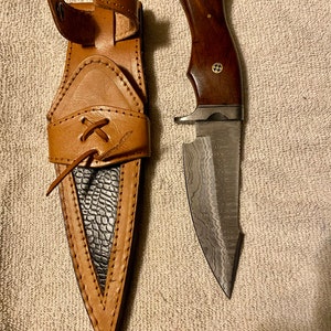 Damascus Hunting Knife, Damascus Fixed Blade Knife, Damascus Gut Hook ...