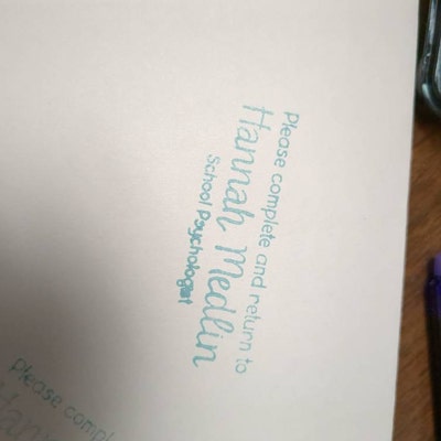 Personalized Complete and Return Stamp, Custom Please Complete & Return