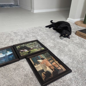 Cat Print Monet Water Lilies Bridge Funny Gift Poster Wall Art Home