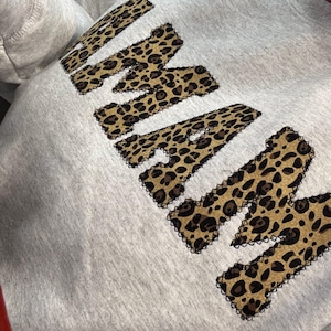 Mama Embroidered Leopard Print Applique Sweatshirt | Simple