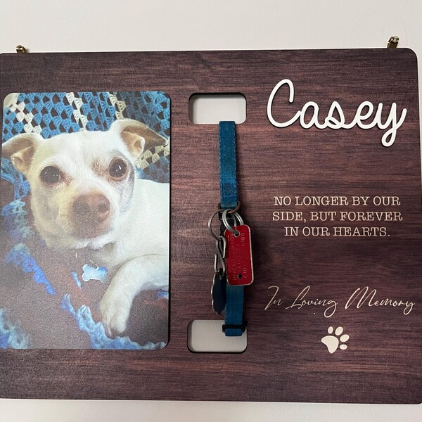 Memorial Pet Collar Sign, Dog Memorial Wood Frame With Collar Holder ...