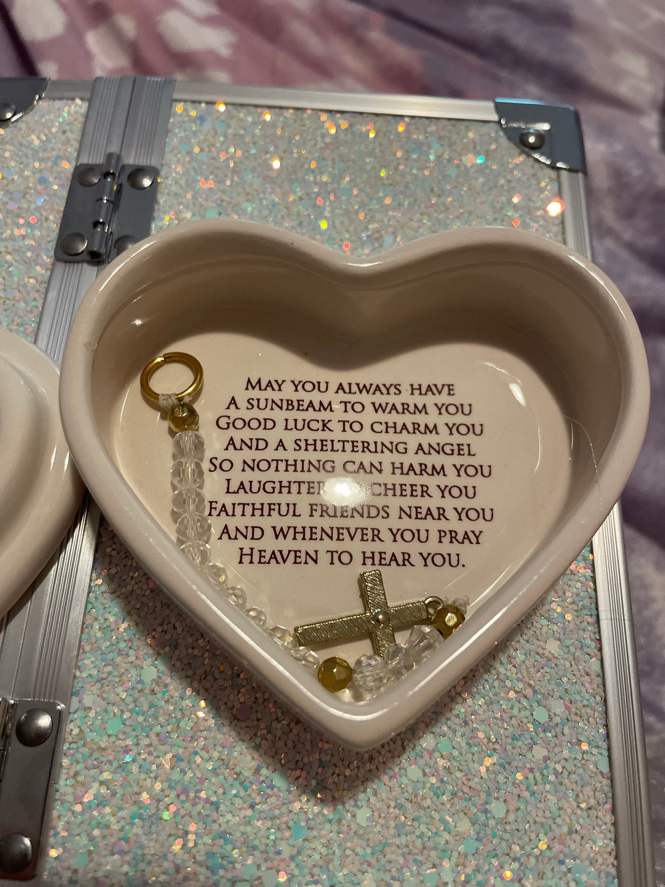 Personalized Baptism Gift, First Communion Gift, Confirmation Gift, Godchild Gift, Goddaughter Gift -With Irish Blessing -Heart Keepsake Box