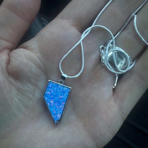 Nevada Jewelry Necklace, Sterling Silver Blue Fire Opal Pendant Etsy