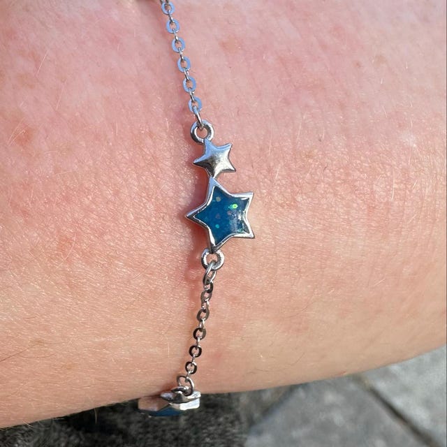 Sterling Silver Dainty Star Bracelet, Glitter Enamel Star