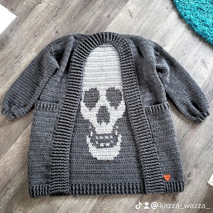 Crochet Skull Cardigan Pattern Crochet Sweater Pattern Etsy Canada