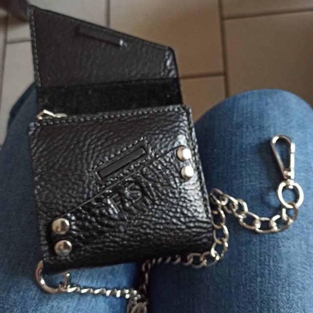 Personalized Biker Chain Wallet, Distressed Leather