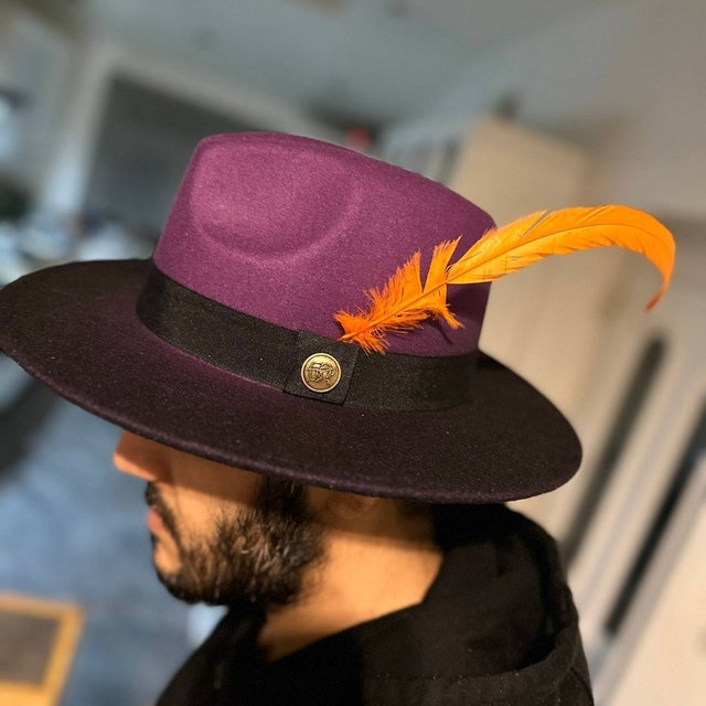 PURP OMBRÉ BLOGGER STYLE STYLISH FEDORA LADIES HAT Purple Ombre Fedora Hat, Vegan Felt Stiff Brim Hat, Men  main image 2