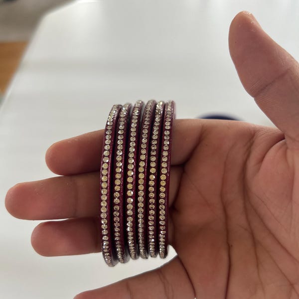 Navy Blue Metal Bangles Set of 23 - Golden Beads