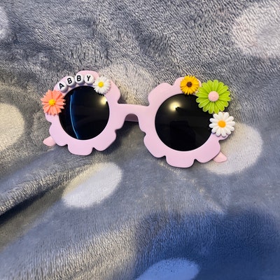 Personalized Kids Sunglasses, Young Wild and Three, Flower Sunglasses ...