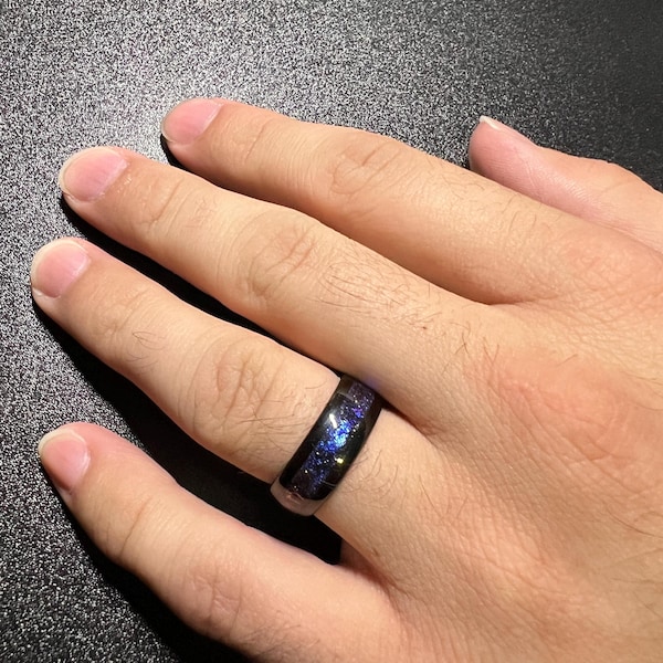 The Astronomer - Nebula Ring, Mens Wedding Ring, Black Tungsten Outer ...