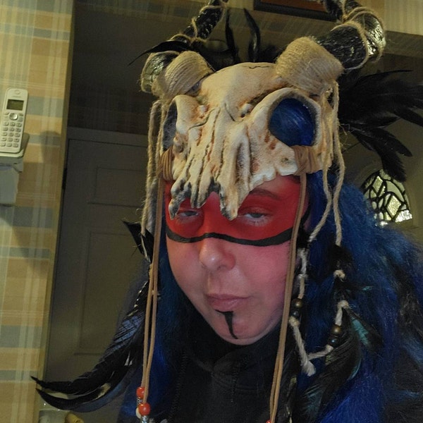 Women Pagan Ritual Headdress Shaman Skull Headpiece Deer Antler Skull ...
