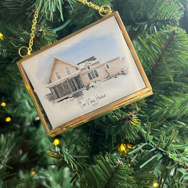 Personalized House Portrait Ornament – New Home Christmas Gift Keepsake ...