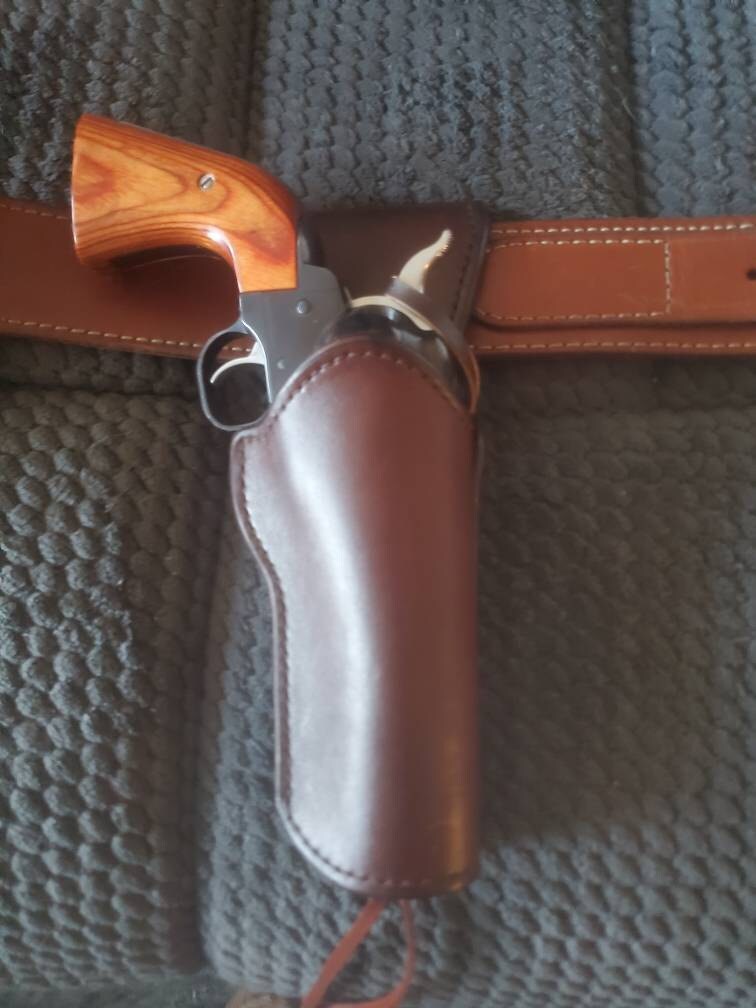 leather holster for single action revolvers Colt SAA clones, custom barrel Fast Draw  (Made to order)