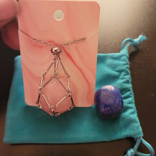 Titanium Steel Gem Holder Necklace , Titanium Steel Crystal
