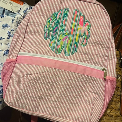 Scalloped Monogram Applique School Backpack Personalized - Etsy