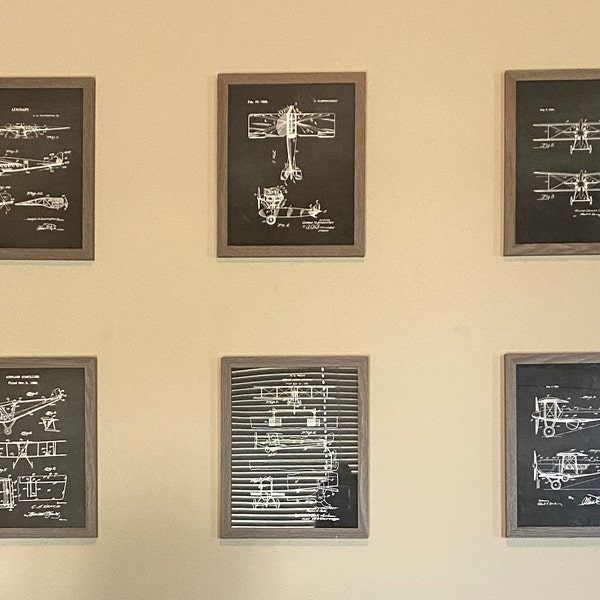 Aviation Vintage Airplane Blueprint Set of 6 Unframed Art Prints Pilot ...