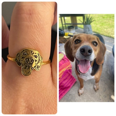 Dog Ring Personalized Custom • Pet Lover Portrait Ring Gifts • Pet