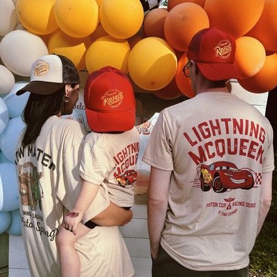 RUSTEZE Custom Trucker Adjustable Cap Disney Cars Hat Red Hat Lightning ...