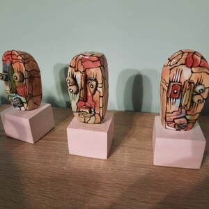 キュビズム陶器ミニアート彫刻：抽象的なデスク装飾、3個セット - Etsy