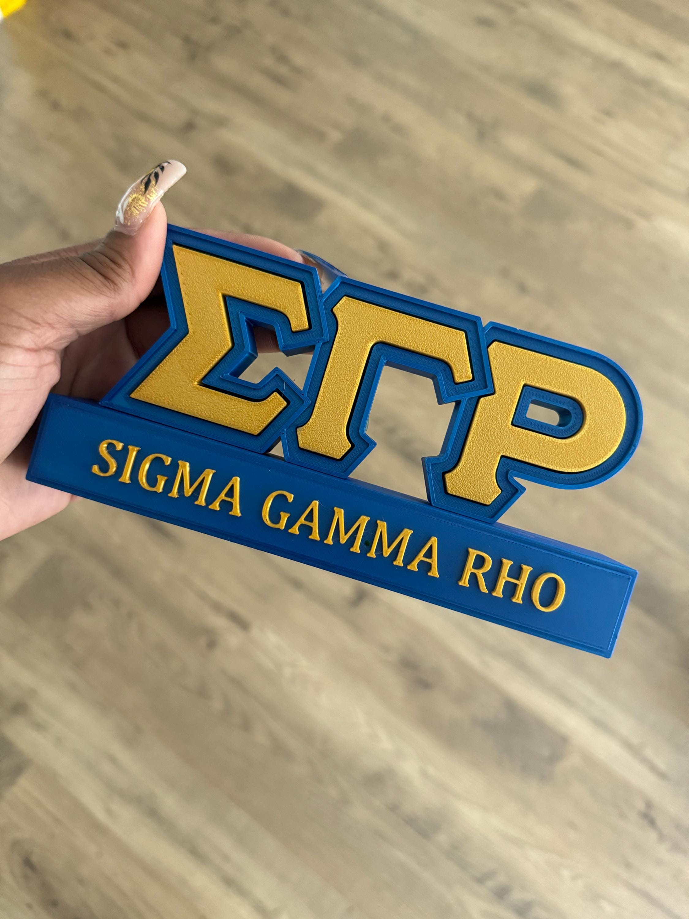 Sigma Gamma Rho Blau &amp; Gold inspiriertes anpassbares Schreibtisch-Namensschild