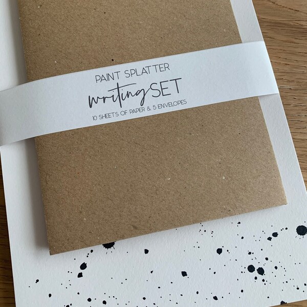Splatter Writing Monochrome Paint Splatter Letter Writing Set - Etsy