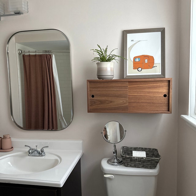 Floating Bathroom Storage Cabinet With Sliding Doors, Vanity, Console,  Bathroom Floating Shelf, Bath Wall Decor 