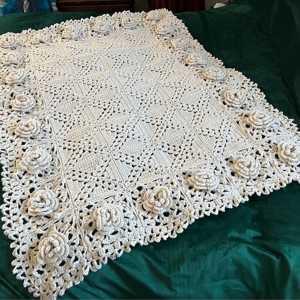 Vintage Crochet Pattern: Heirloom Victorian Roses Remembered Afghan (47 ...