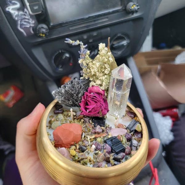 Soul Healing Intention Candle Packed With Crystals, Herbs and Flowers ...