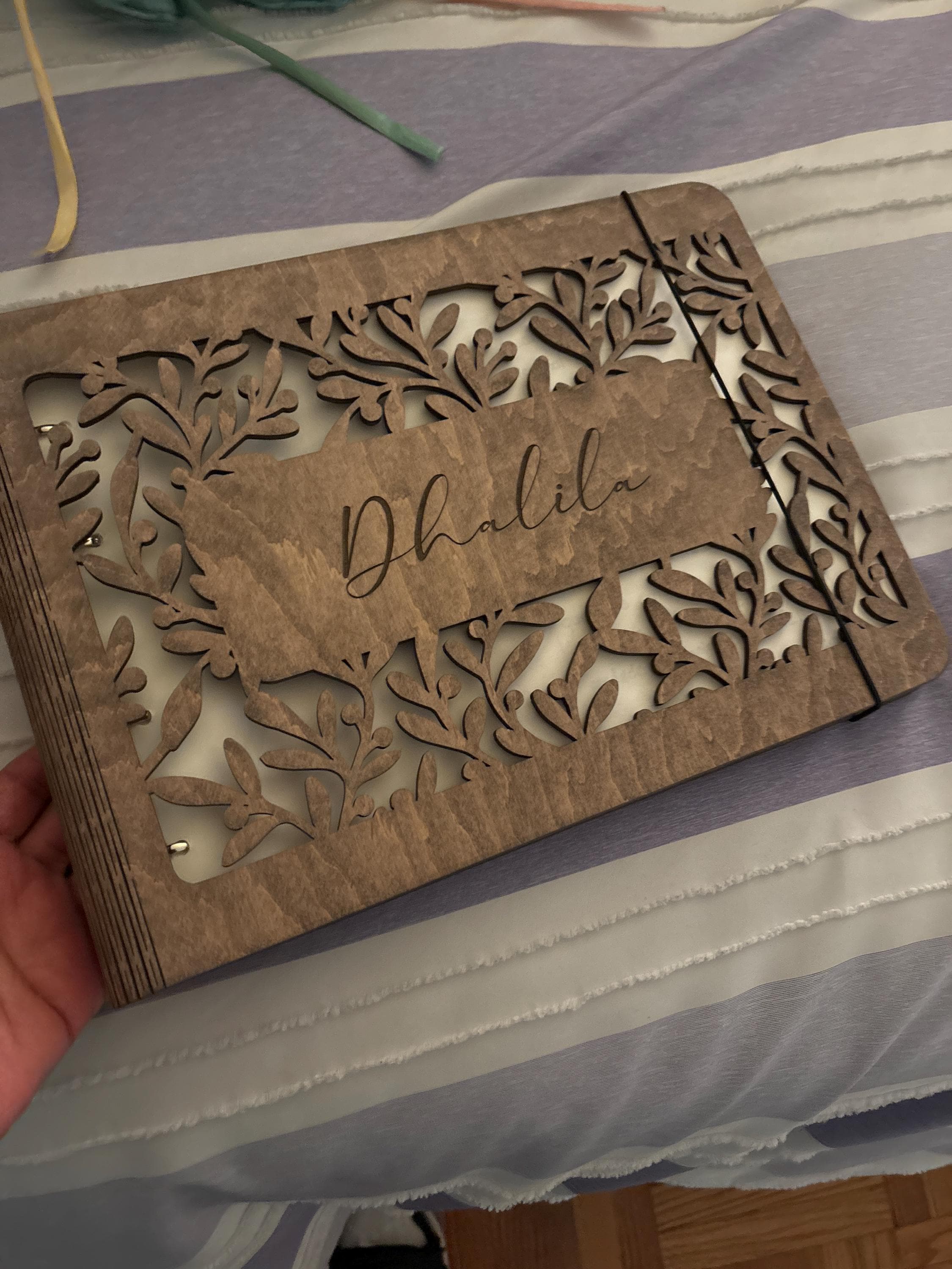 Personalized Gift, Wooden Photo Album Engraved, Scrapbook Album for Her, Custom Family Photo Album Honeymoon, Christmas Gift for Couple