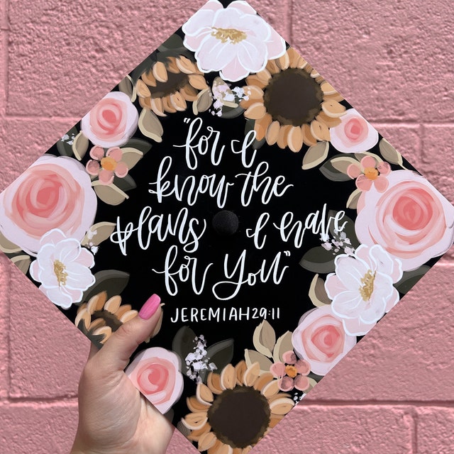 Floral Graduation Cap with Year Personalized 8x10 Canvas - 20045859