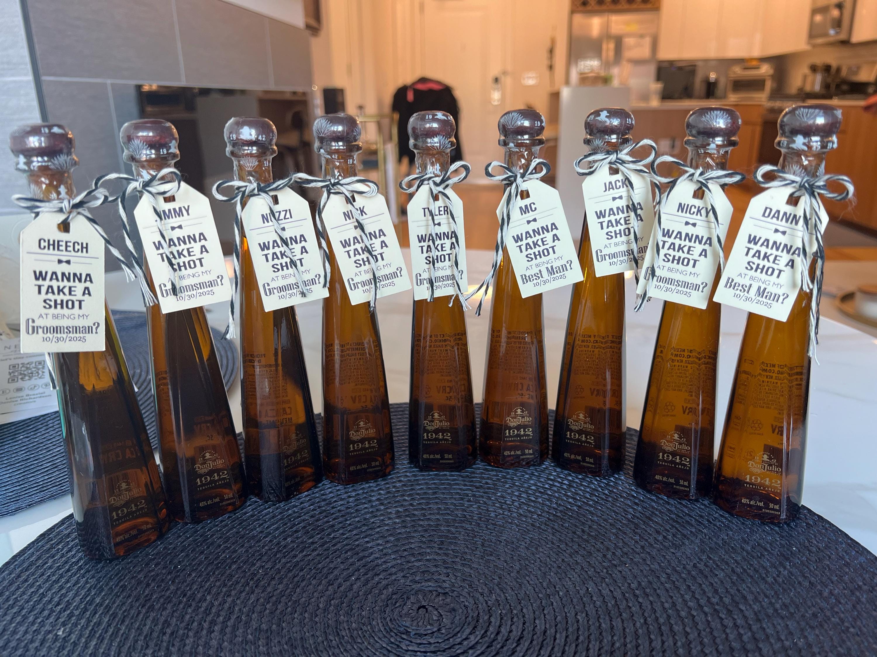 Custom Groomsman Best Man Officiant Proposal Box Gift Hang Tags, Will You Be My Usher Tags, Take A Shot Mini Tags