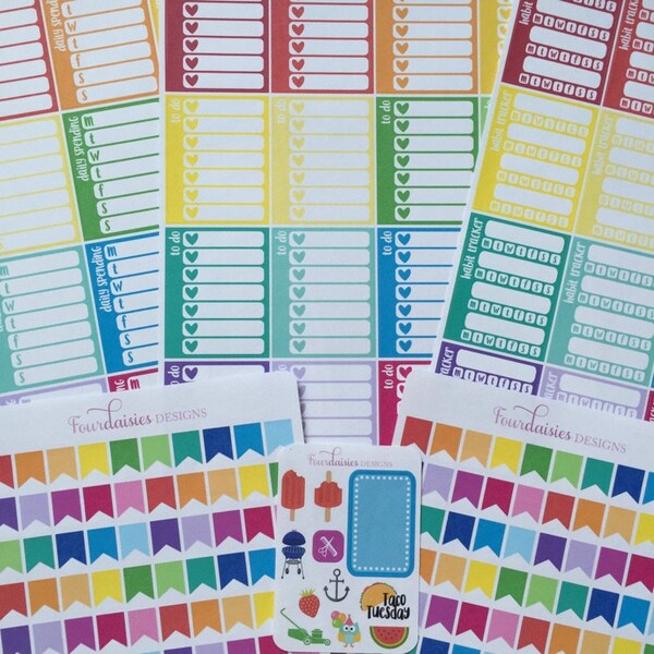 84 Mini Flag Stickers for Erin Condren Life Planner, Plum Paper or ...