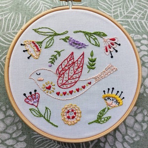 Embroidery Kit Folk Art Bird And Flowers Embroidery Kit Etsy 日本