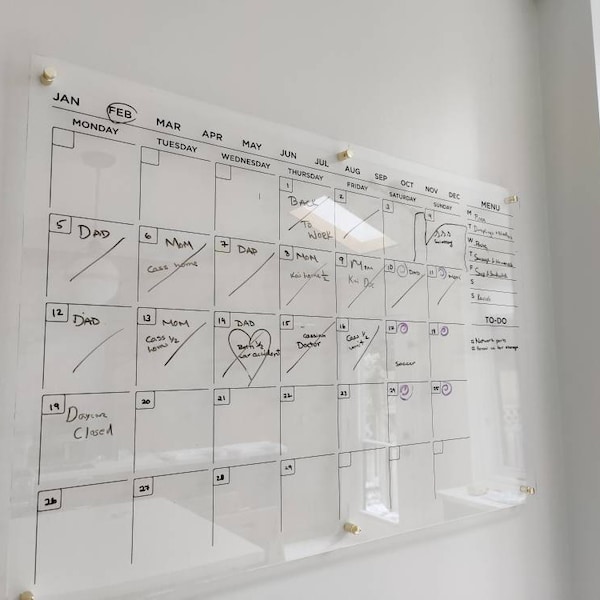 Large Acrylic Calendar Monthly Weekly Planner for Wall Clear