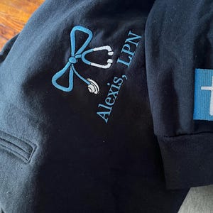 Custom Embroidered Nurse Bow Quarter Zip Sweatshirt - Custom RN Embroidery Quarter Zip Sweatshirt - Womens Stethoscope Bow Sweatshirt