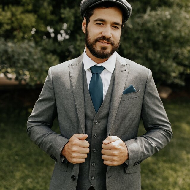 grey and teal tie