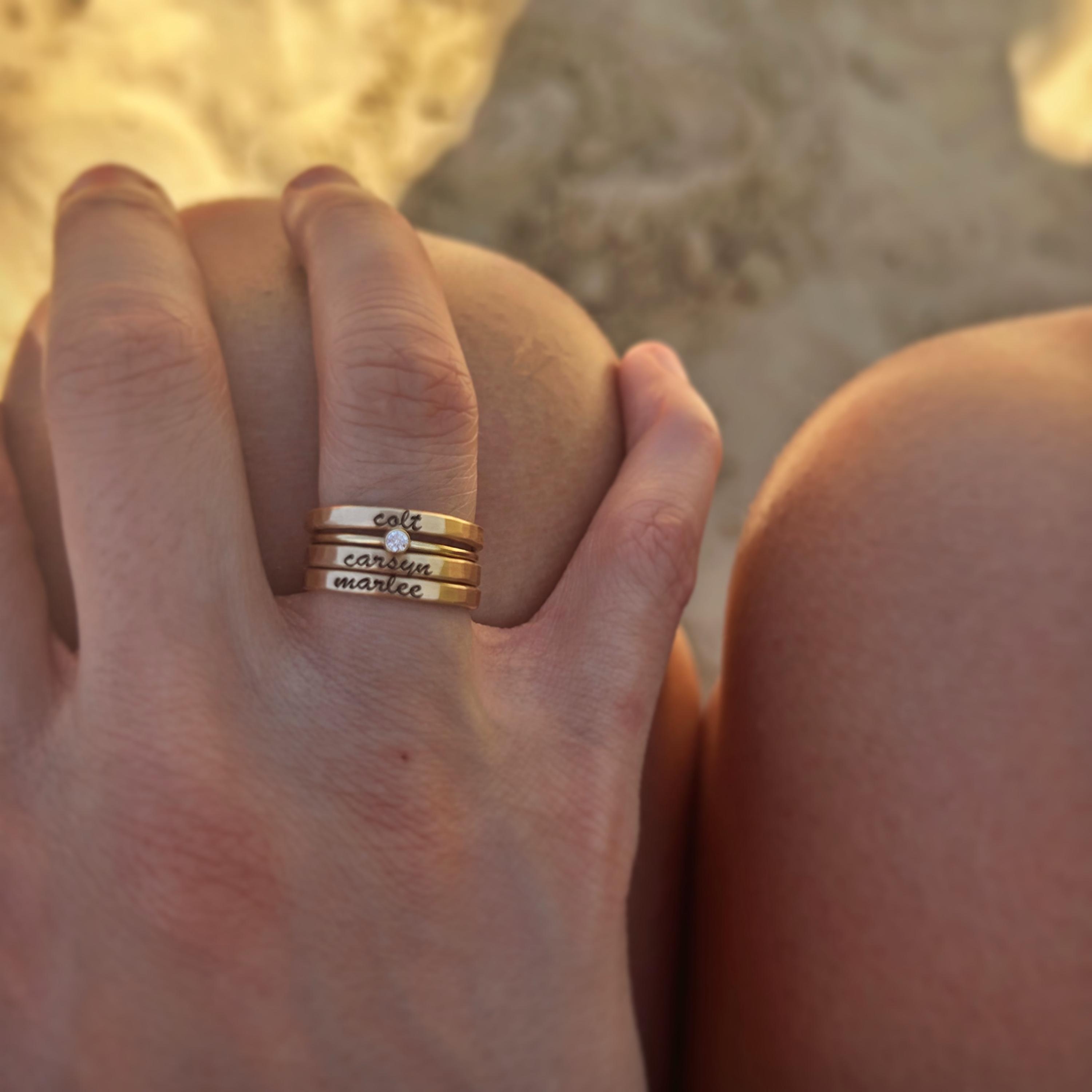 Design Your Own Stacking Ring Set | Name Rings | Stacked Ring Set | Mom Stacking Rings | Gold Name Rings | Gift for Her | Mother Gift Day