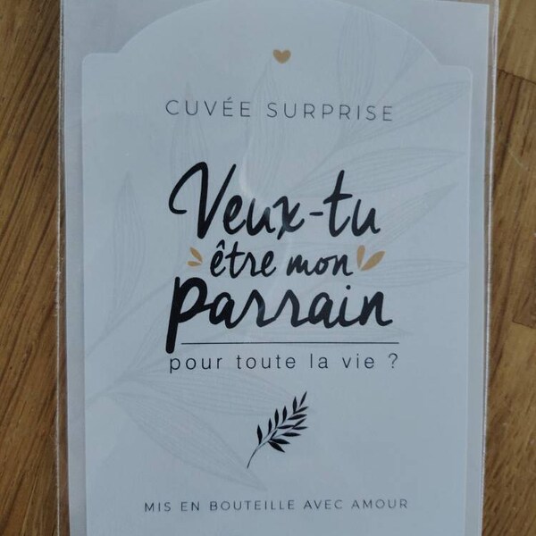 Carte "Veux-tu être Mon Parrain ?" - Dorure Rose, Papier Premium 350g, Enveloppe Et Sceau De Cire Inclus - 6