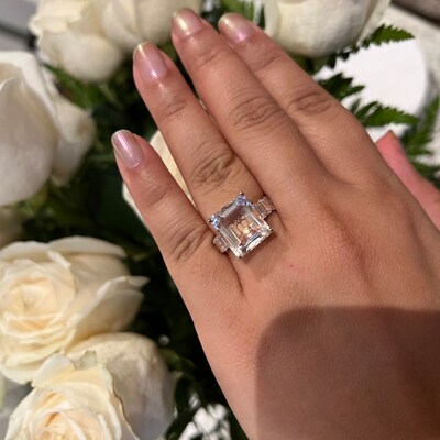Peach heart heart ring