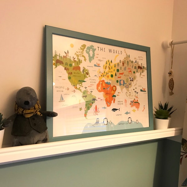 The World Illustrated Wall Map- Wall Art - Children's Prints - Children ...