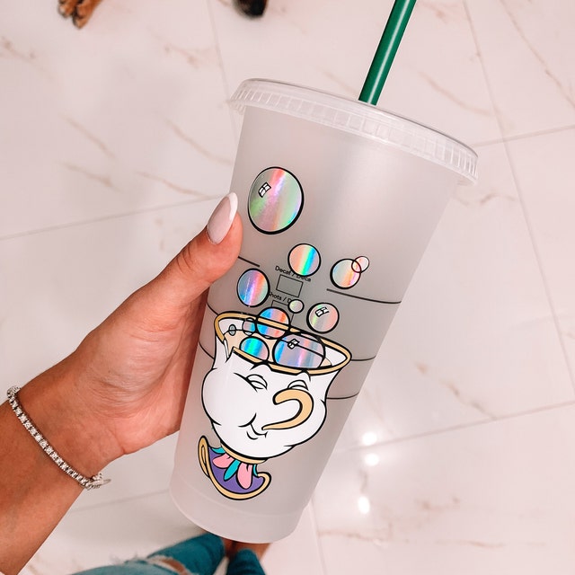 Beauty and the Beast Cup Belle Cup Chip Cup Disney Cup Holographic Cup  Custom Disney Starbucks Disney 