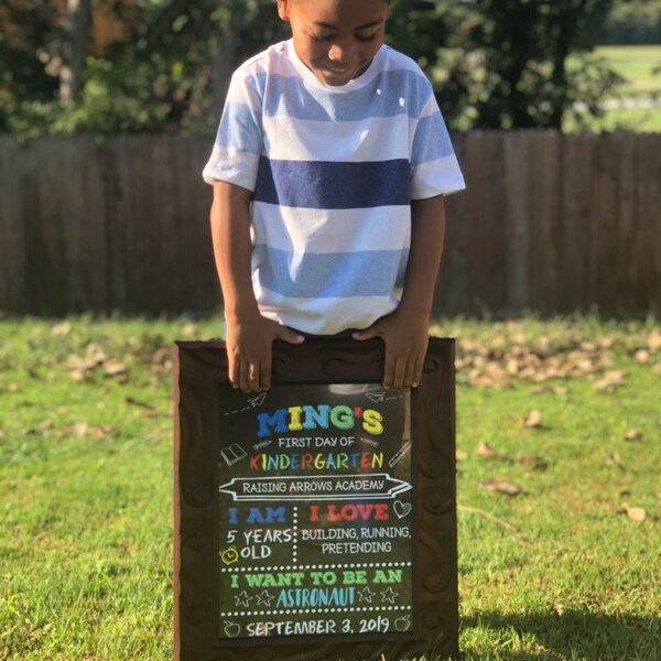 First Day of School Sign, Rainbow Back to School Chalkboard, First Day ...