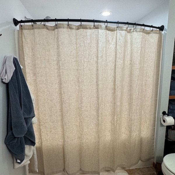 Linen Shower Curtain, Custom Shower Curtain With Button-hole, Extra ...