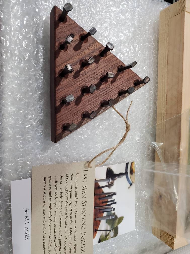 Triangle Peg Solitaire Game - Last Man Standing - Cracker Barrel Game - Hygge Teen Gift - Father&#39;s Day Modern Gift  - Corporate