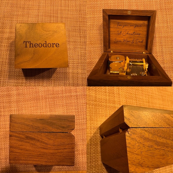 Music Box Movement Custom Personalized Music Box | Small Vintage Wooden Music Box | Walnut ...