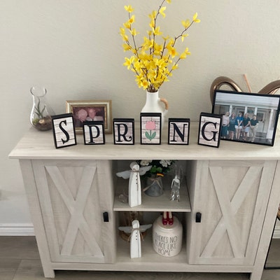 Wood Spring Blocks, Reversible Sign, Spring Decor, Spring Decoration ...